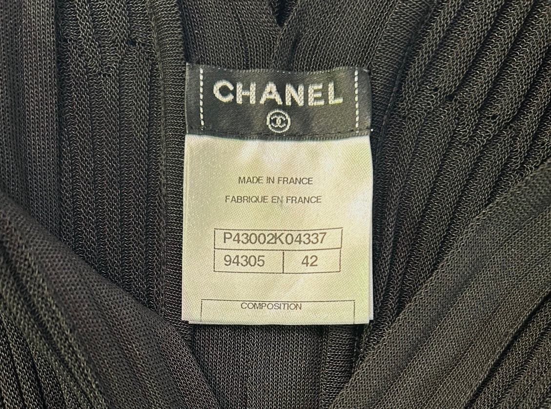 CHANEL Black Pleated Bodycon Dress + Belt TAG PHOTO 6 OF 7