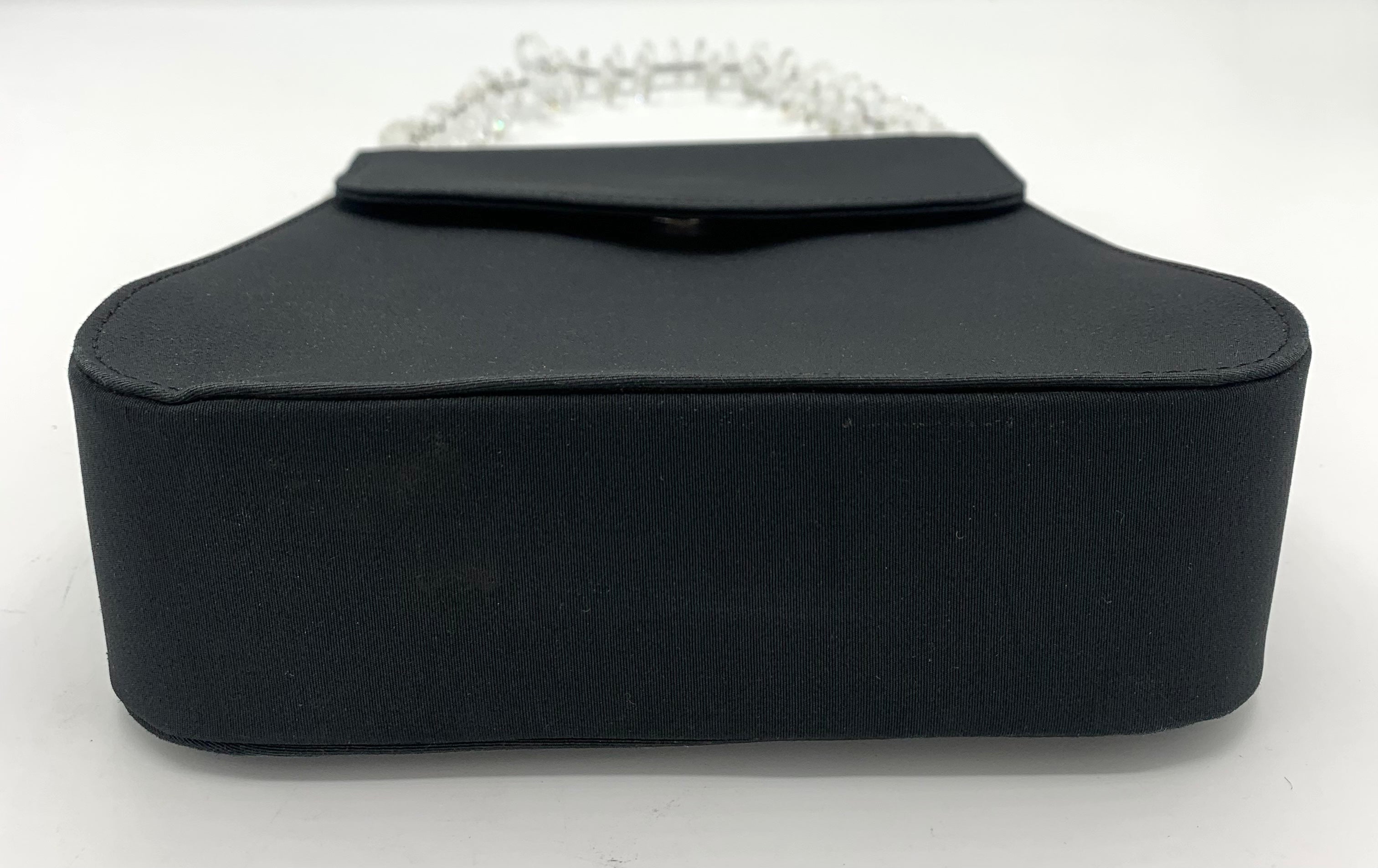 Casadei Black Satin Bag with Simulated Crystal Handle, bottom