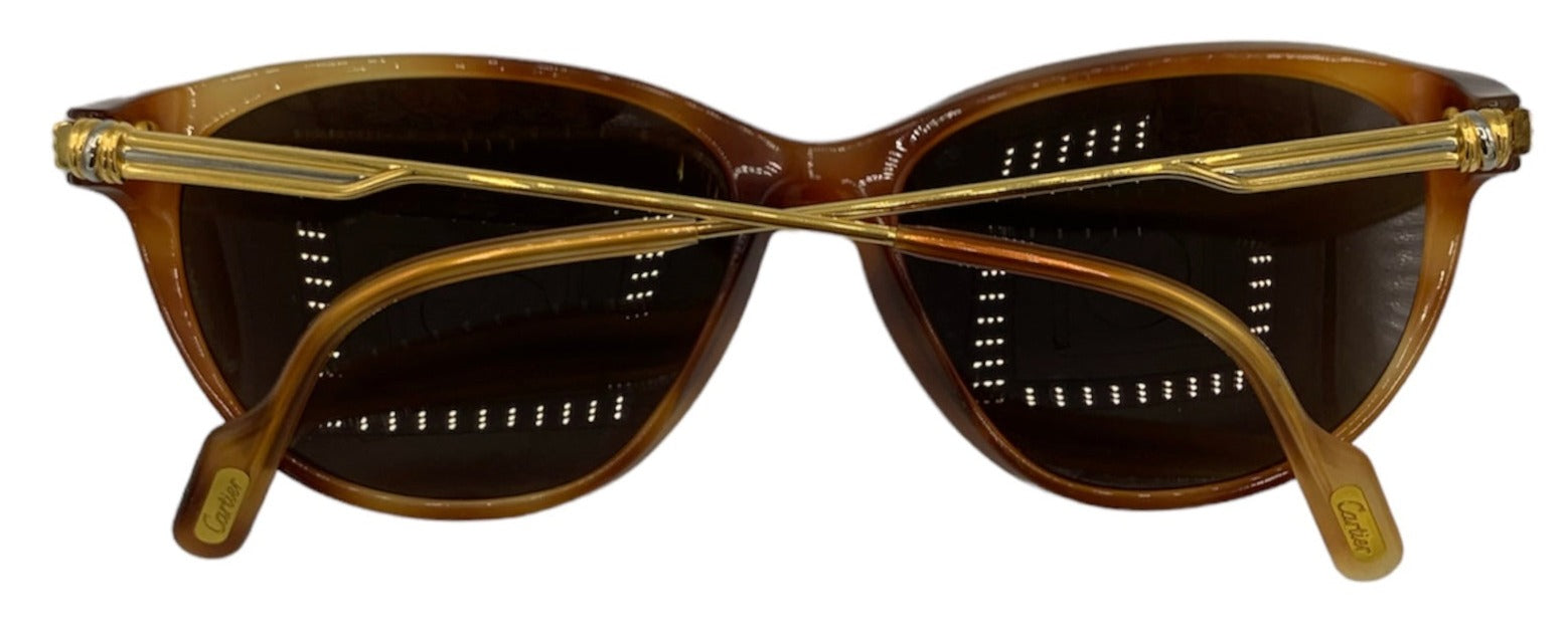 Cartier 90s Gold Plated Tortoiseshell Sunglasses, back