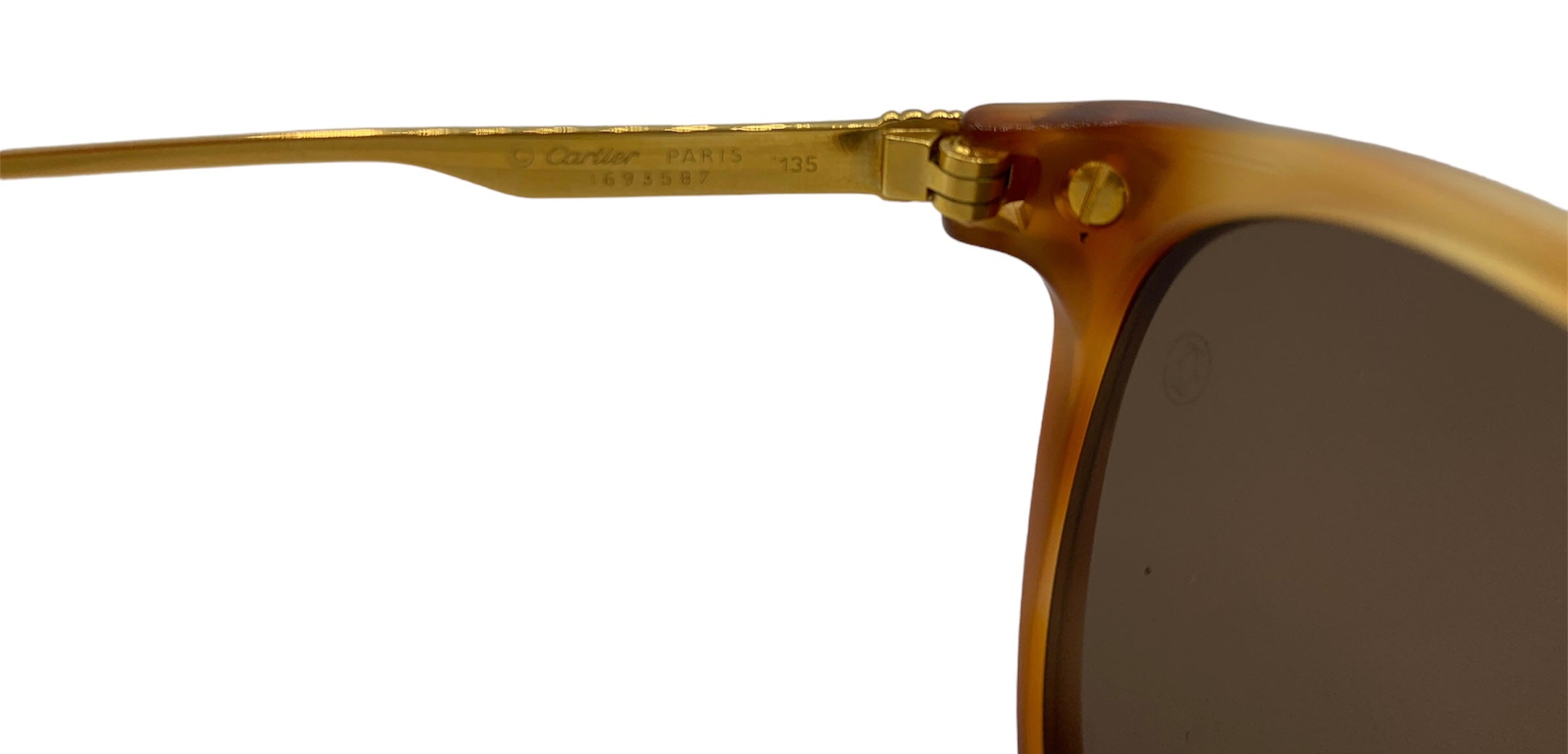 Cartier 90s Gold Plated Tortoiseshell Sunglasses, signature