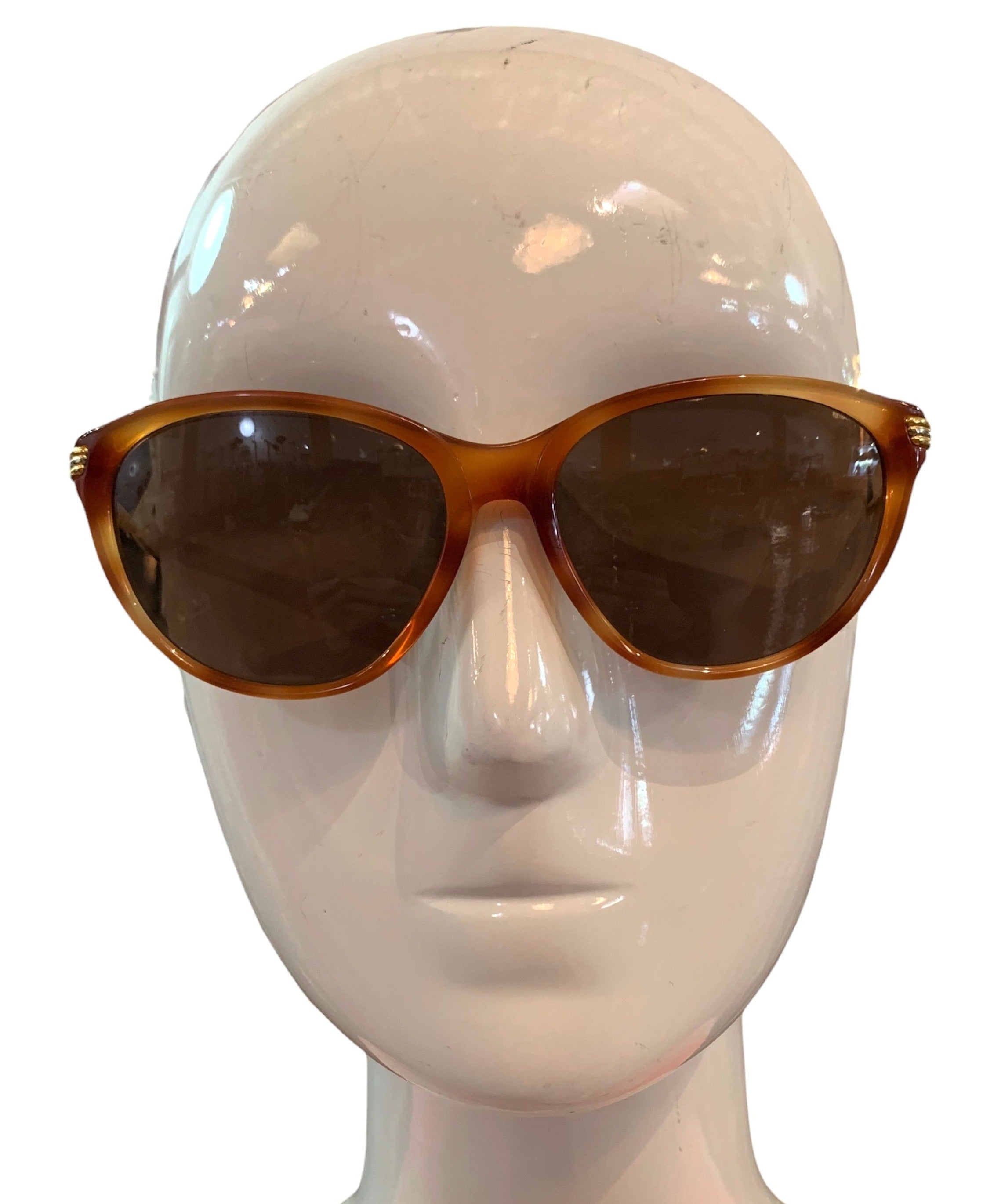   Cartier  90s Gold Plated Tortoiseshell Sunglasses  FRONT 2 of 6