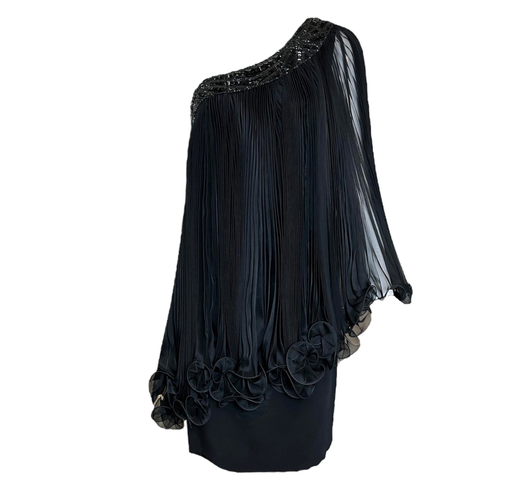 Marchesa One-Shoulder Pleated Cocktail Dress FRONT 1 OF 4 