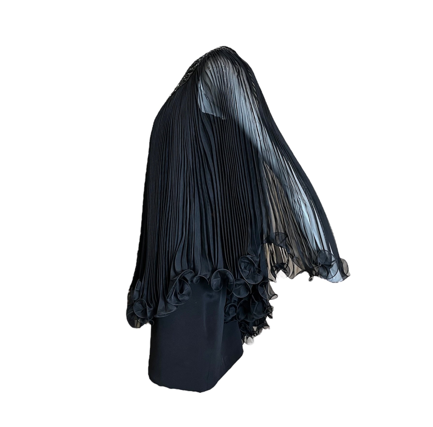 Marchesa One-Shoulder Pleated Black Cocktail Dress RIGHT SIDE 2 OF 4
