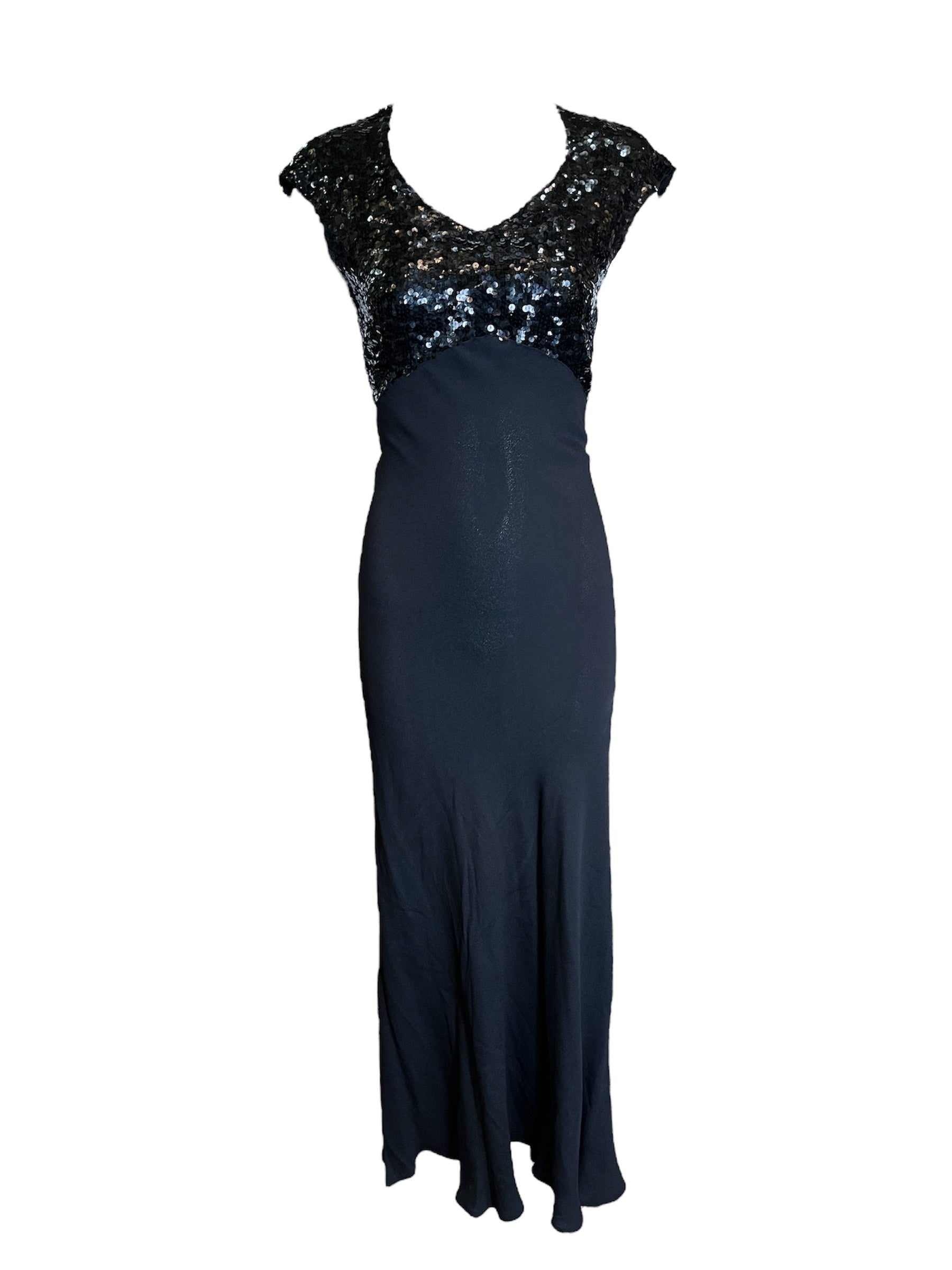 1930s Bias Crepe Gown with Sequin Bodice FRONT PHOTO 1 OF 4