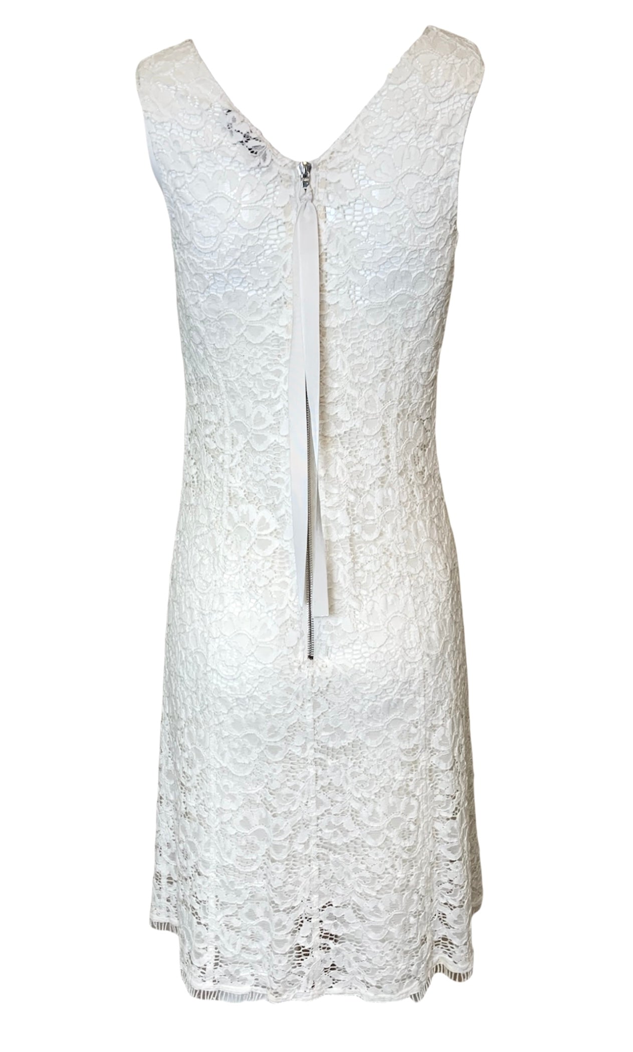 2000s Nina Ricci White Lace Mini Dress, back