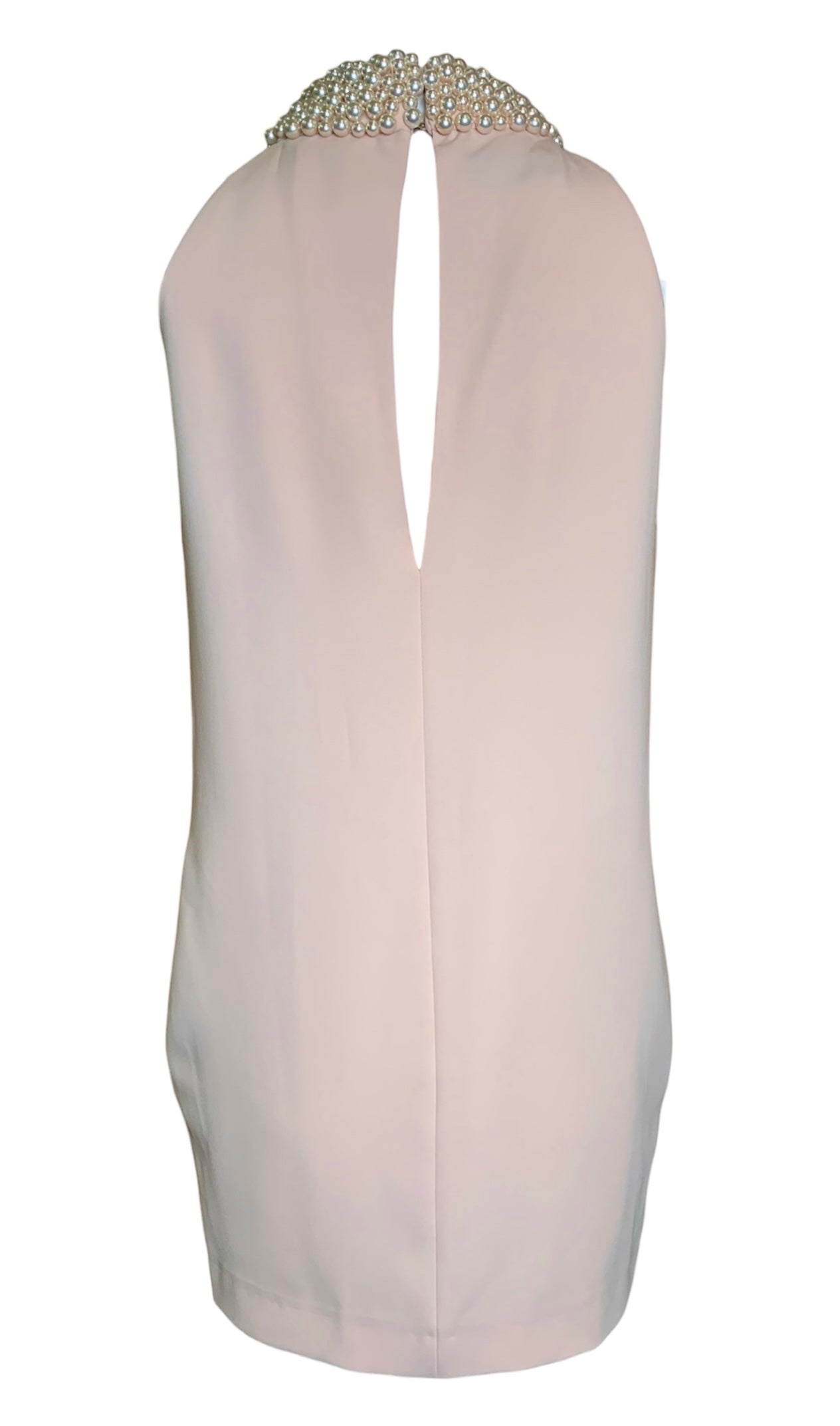 2000s Moschino Pale Pink Pearl Collar Necklace Shift Dress, back