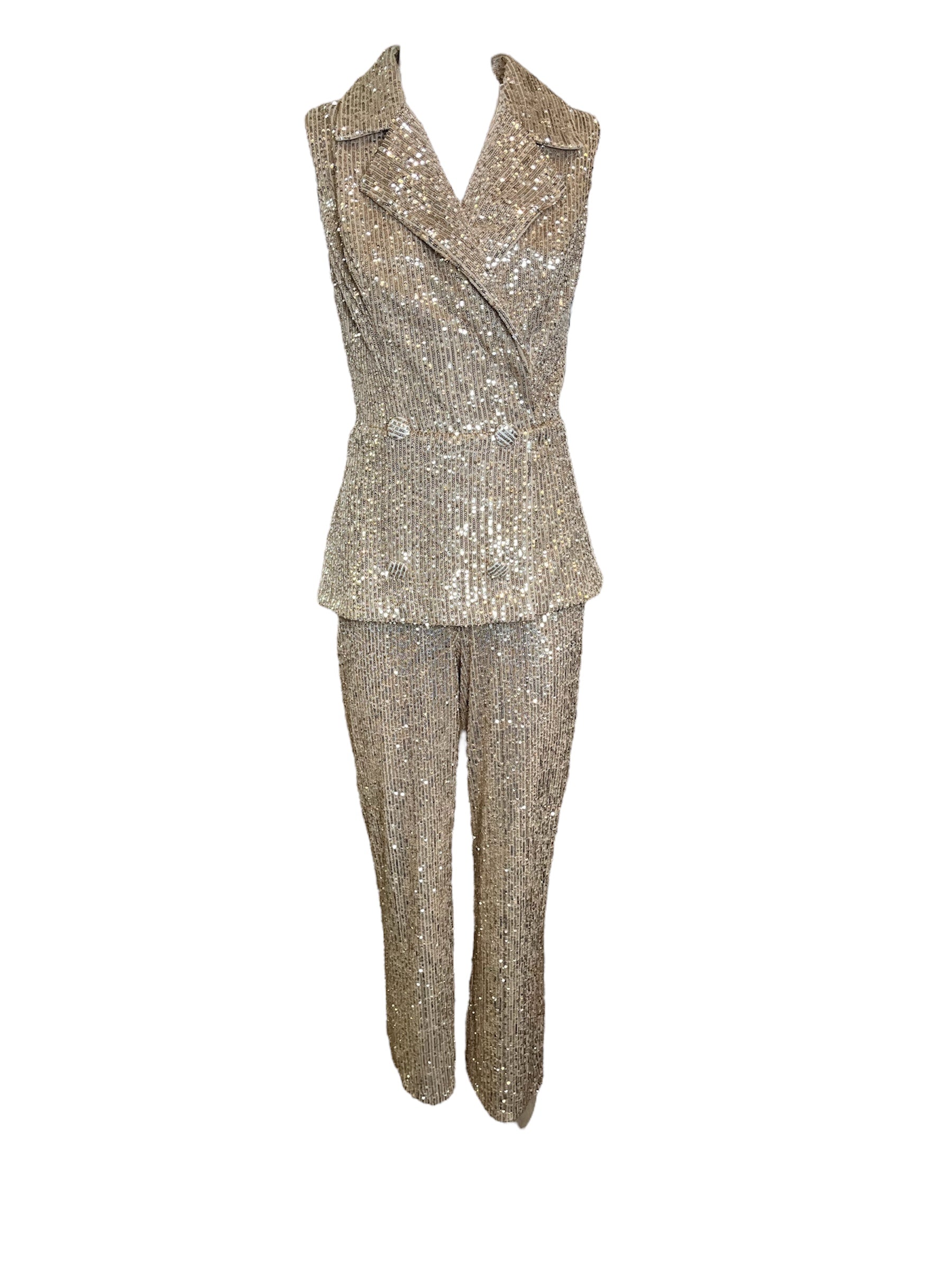 Romeo Gigli Gold Sequin Jumpsuit FRONT PHOTO 1 OF 5