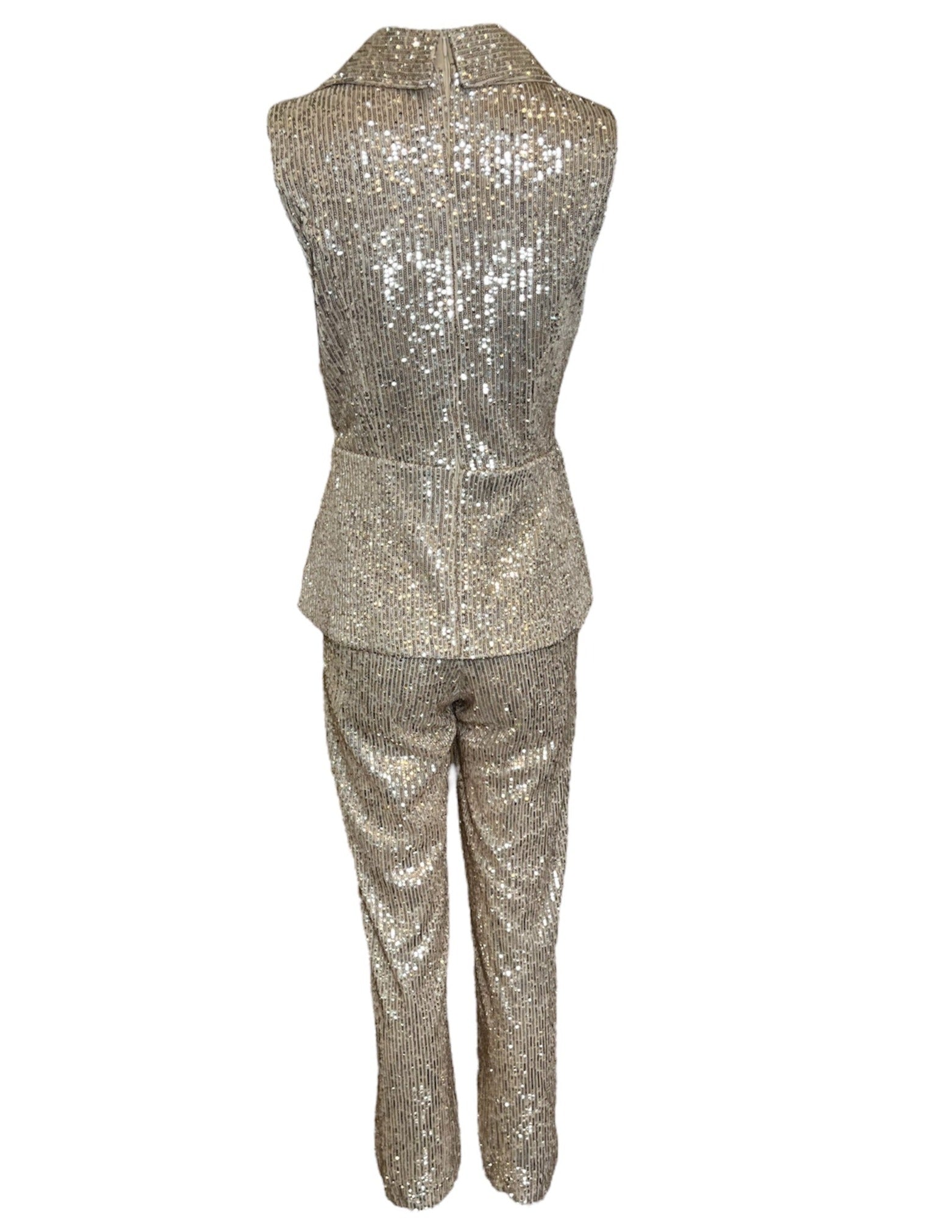 Romeo Gigli Gold Sequin Jumpsuit BACK PHOTO 3 OF 5