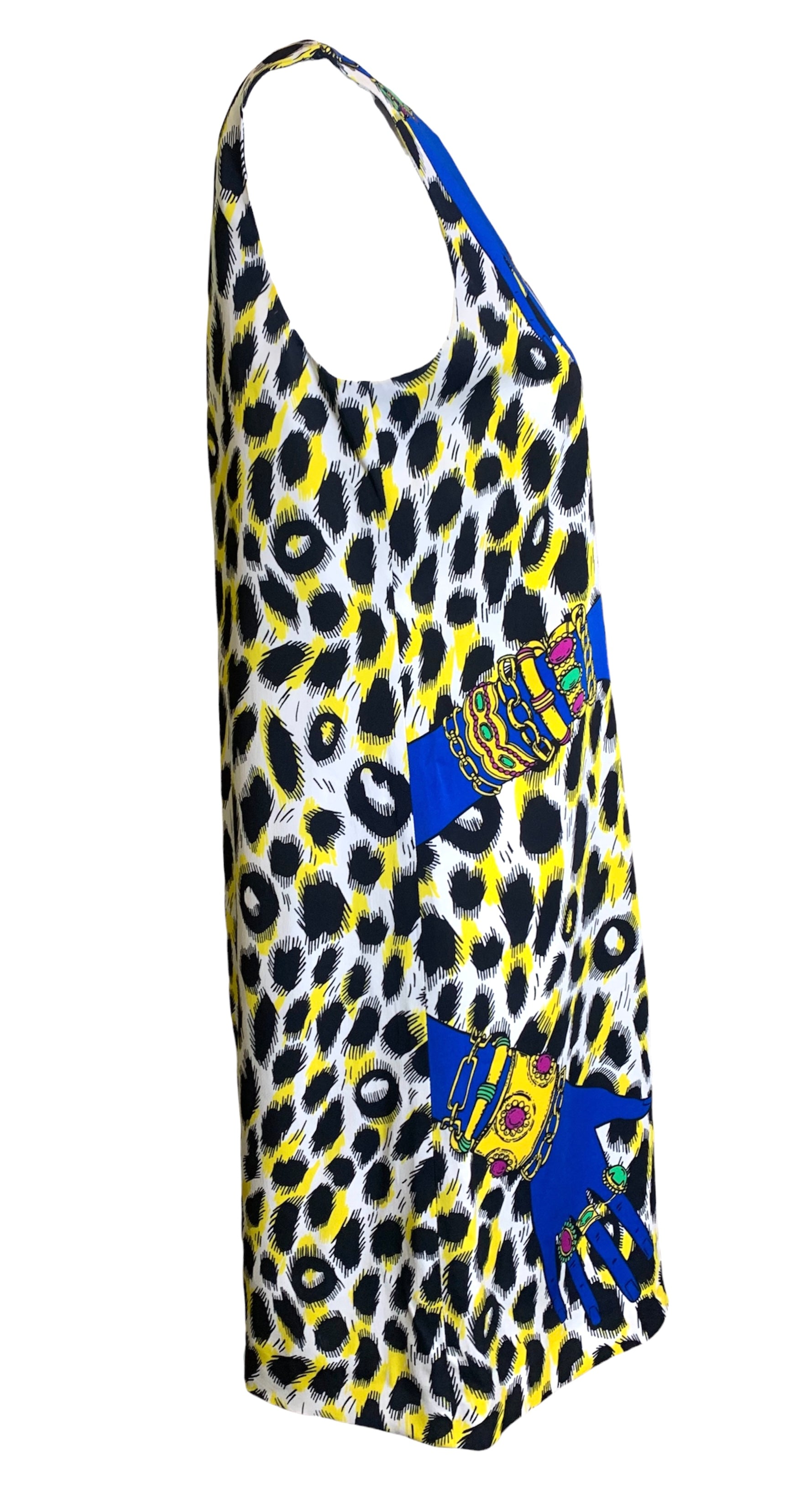 Moschino 2010's Animal & Hand Pop Art Print Dress SIDE