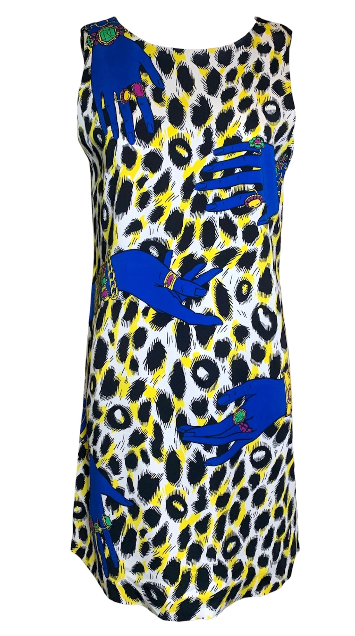 Moschino 2010's Animal & Hand Pop Art Print Dress FRONT