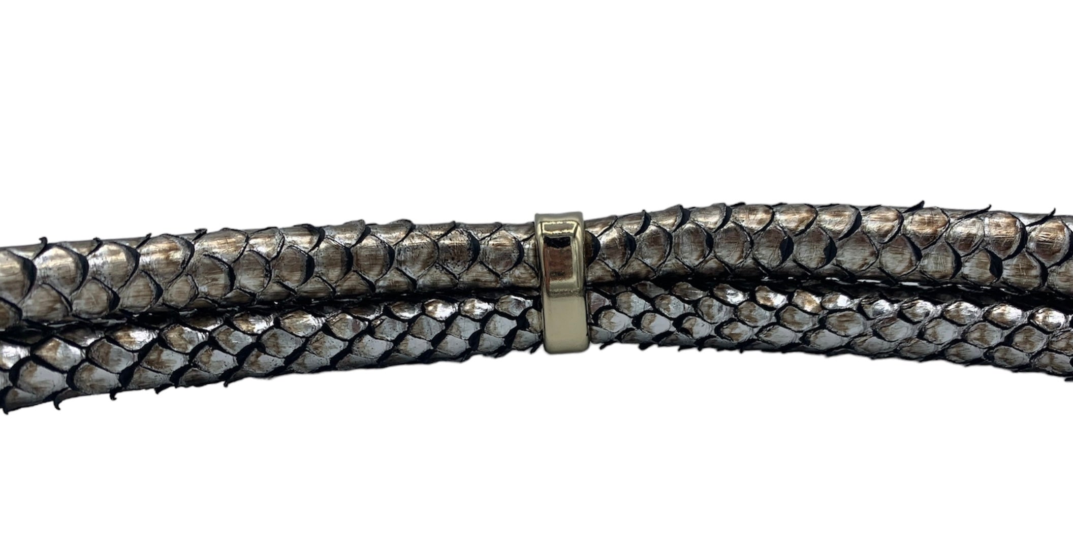 Oscar de la Renta Metallic Snakeskin Leather Knotted Belt, detail 3