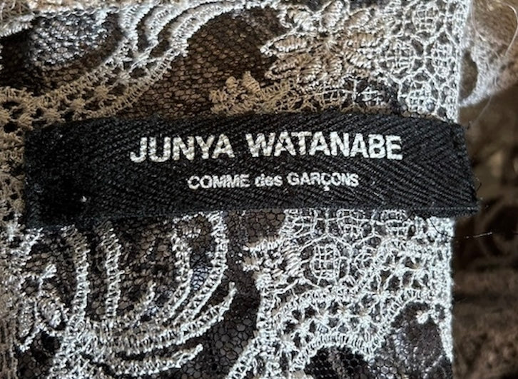 Junya Watanabe Comme Des Garcons Silver Kimono-Style Sleeve Lace Dress TAG PHOTO 5 OF 5