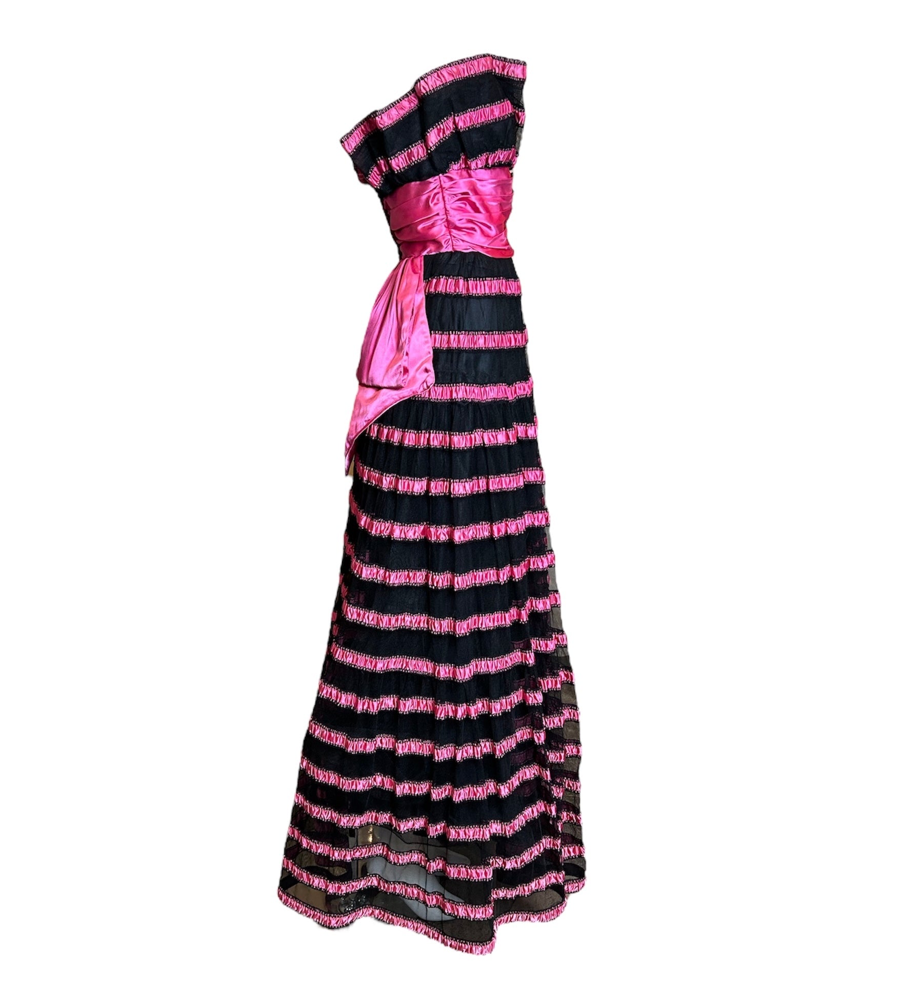 David Feldman 80s Pink & Black Ballgown SIDE PHOTO 2 OF 3