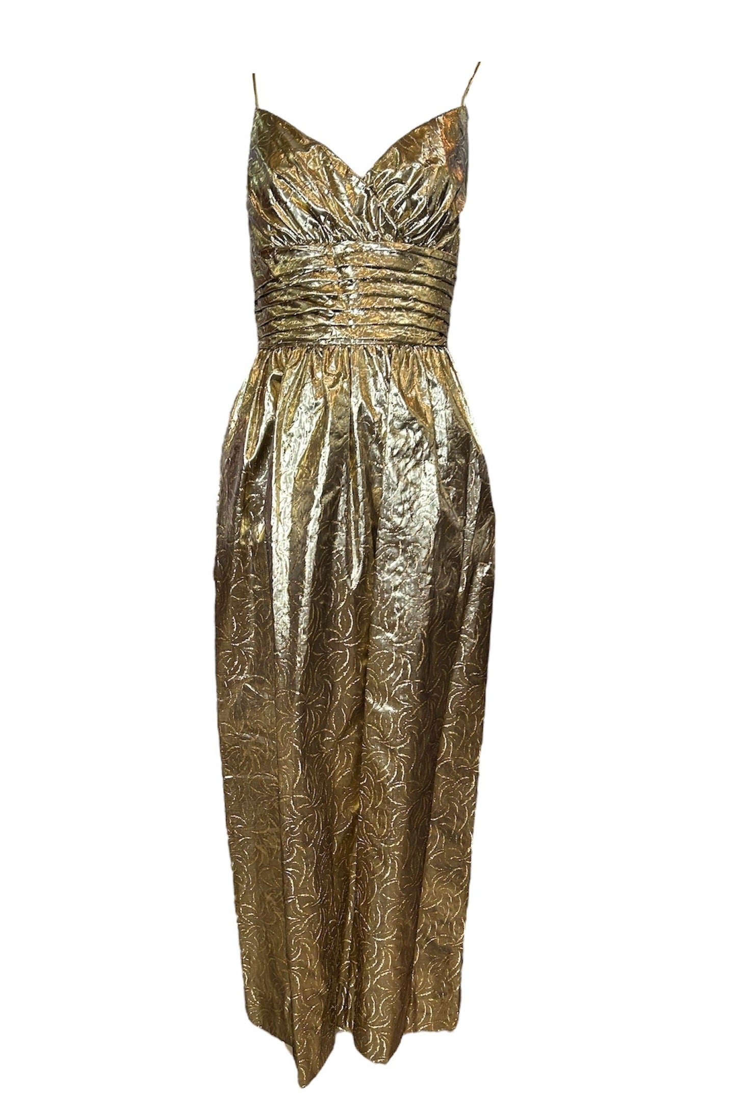 1960s Golden Bond Girl Lame Gown FRONT PHOTO 1 OF 5
