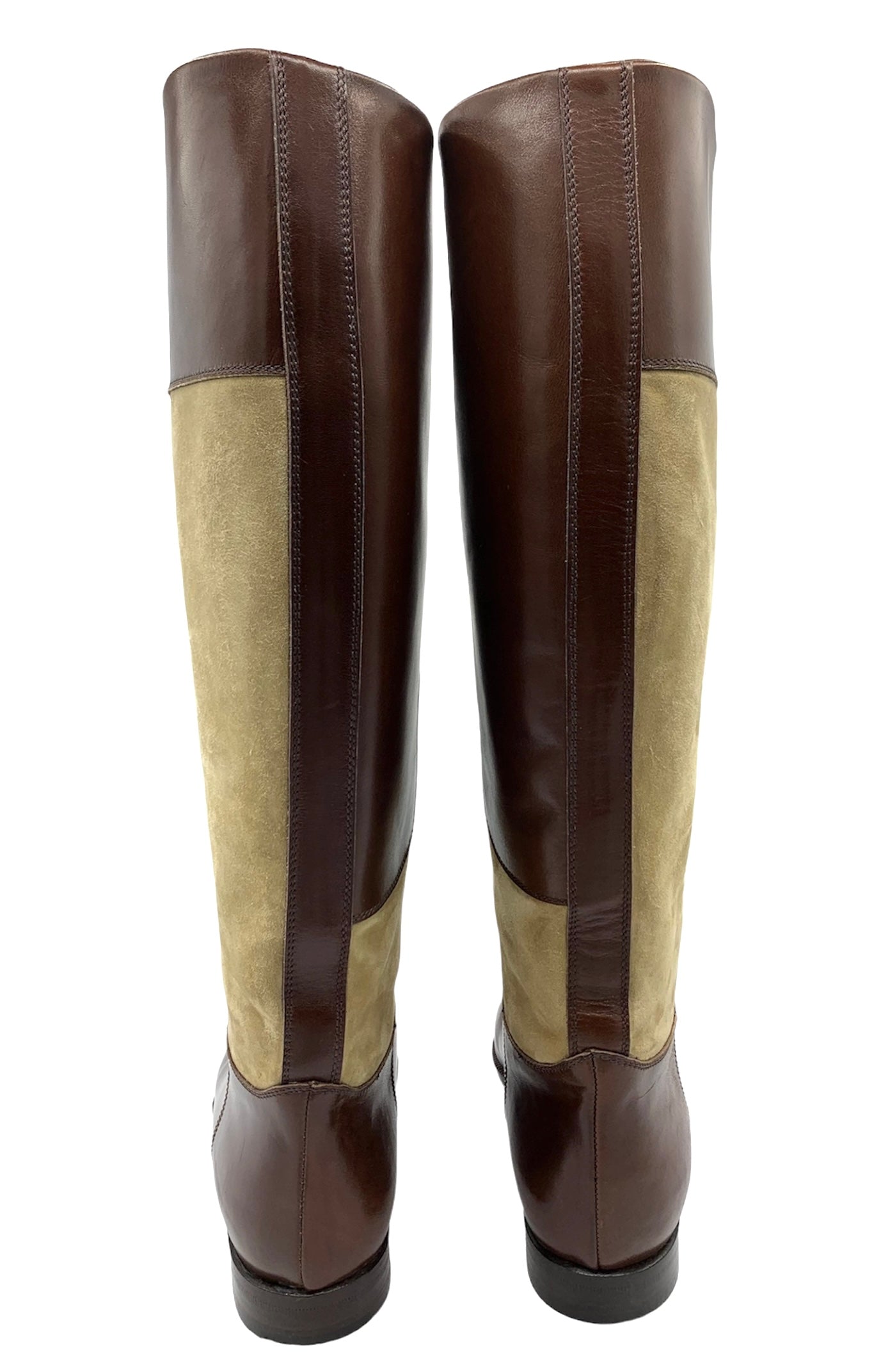 Gucci Brown Leather & Tan Suede Two Tone Riding Boots, back