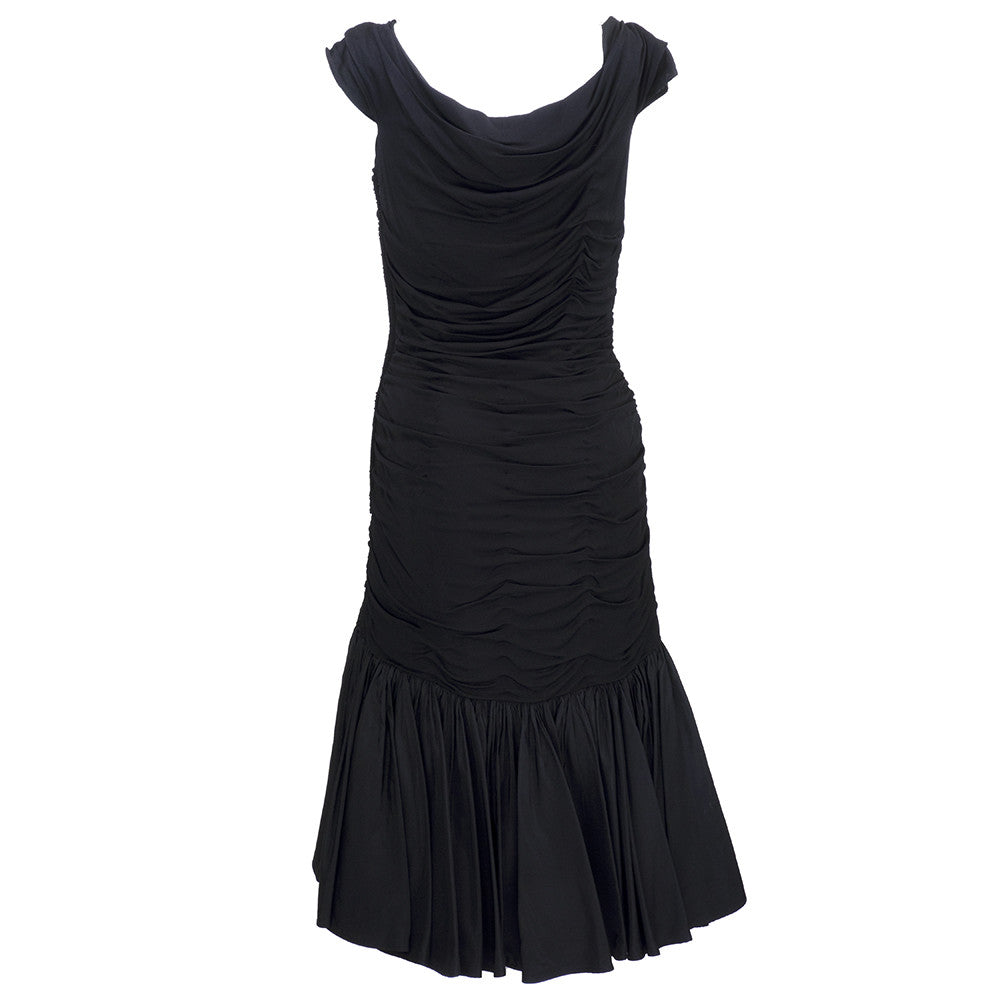 Vintage 50s Black Wiggle Dress, back