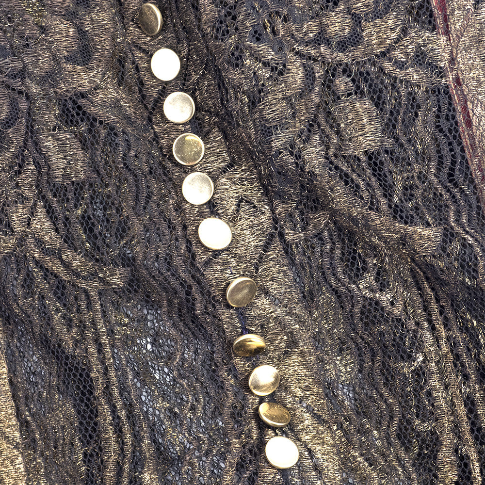 Vintage 20s Gold Lame Lace Dress, detail