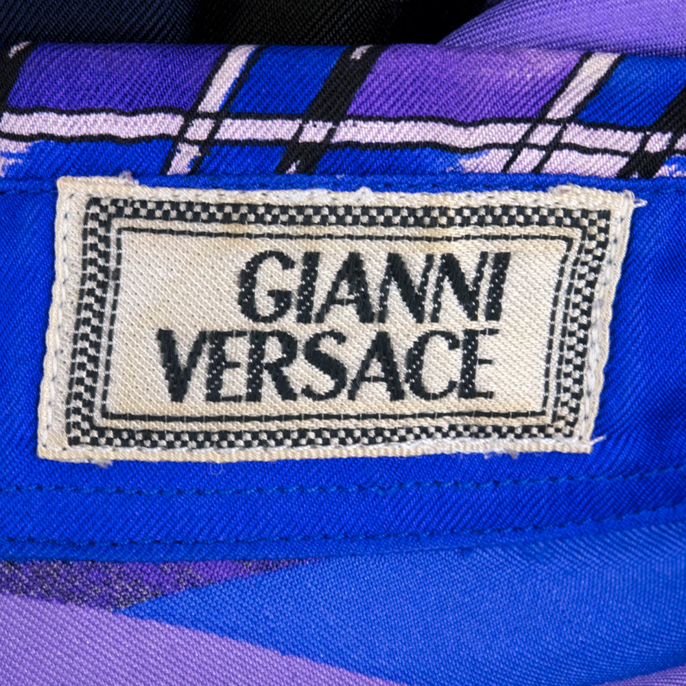 Vintage VERSACE 80s Silk Fashion-Print Oversized Shirt, label