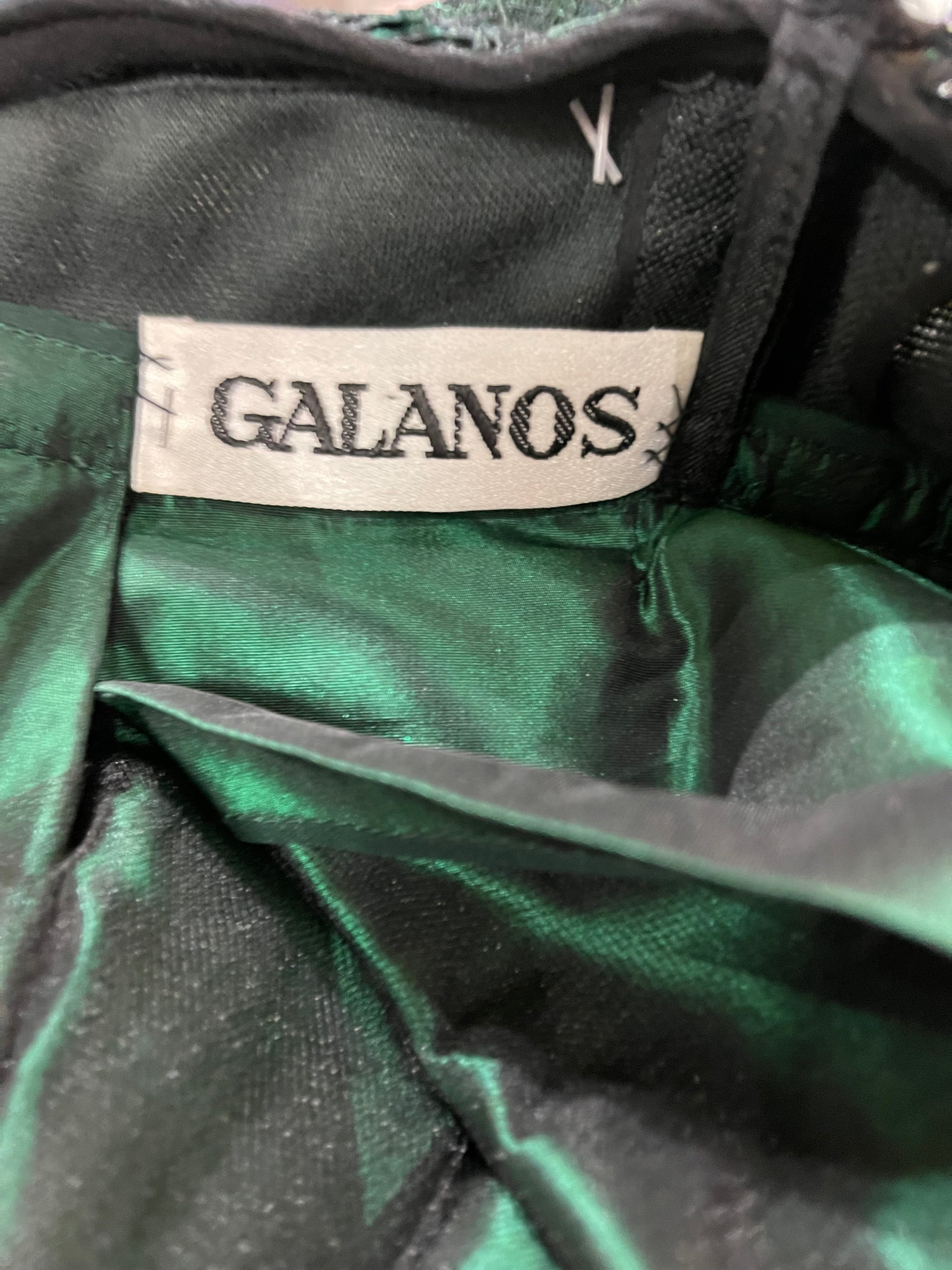 James Galanos 80s Emerald Green Taffeta and Lace Party Dress LABEL 6 of 6