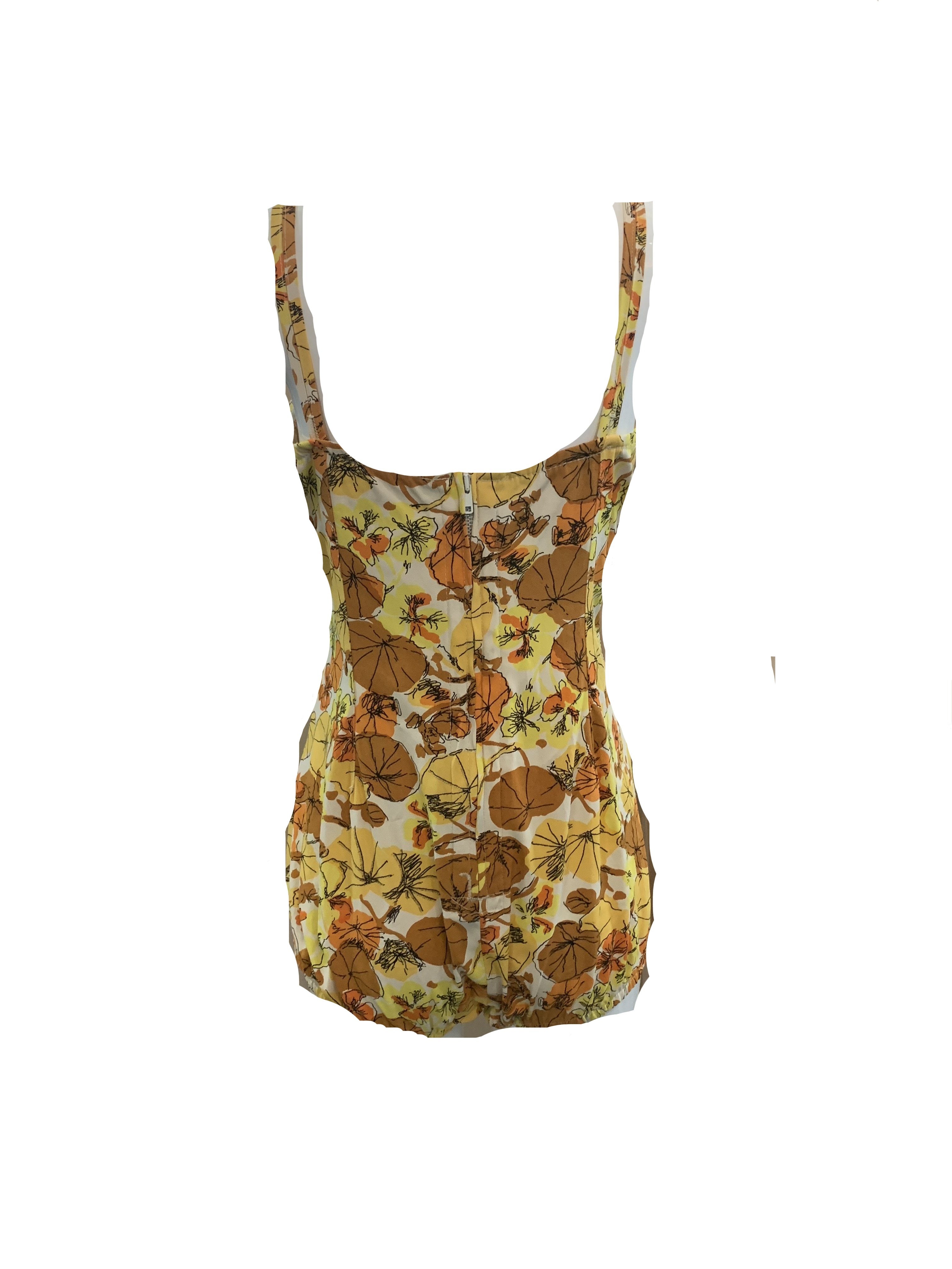 Roxanne 50s Swimsuit in Autumnal Floral Tones  BACK 2 of 5