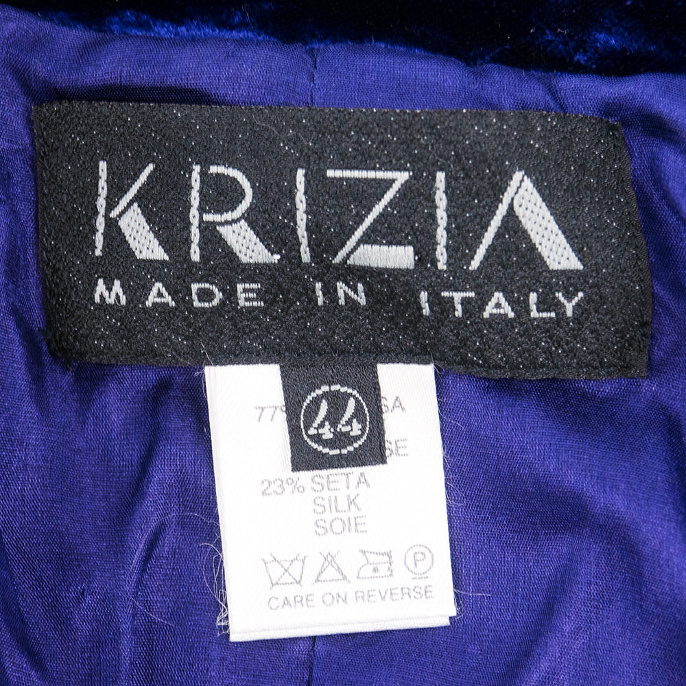Vintage KRIZIA 90s Midnight Blue Velvet Skirt Suit, label