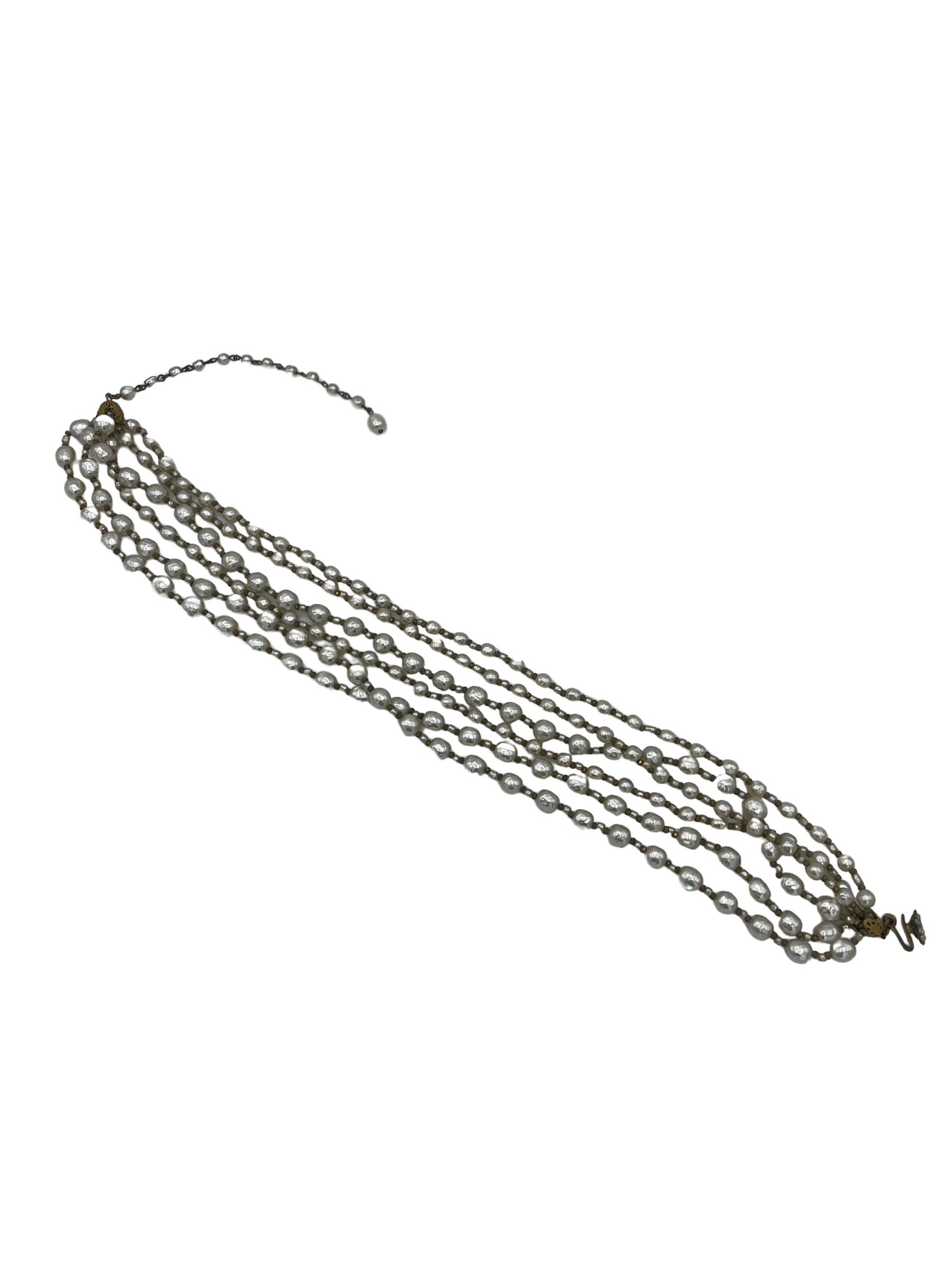 Miriam Haskell 60s Multi Strand Pearl Cocktail Necklace, 2