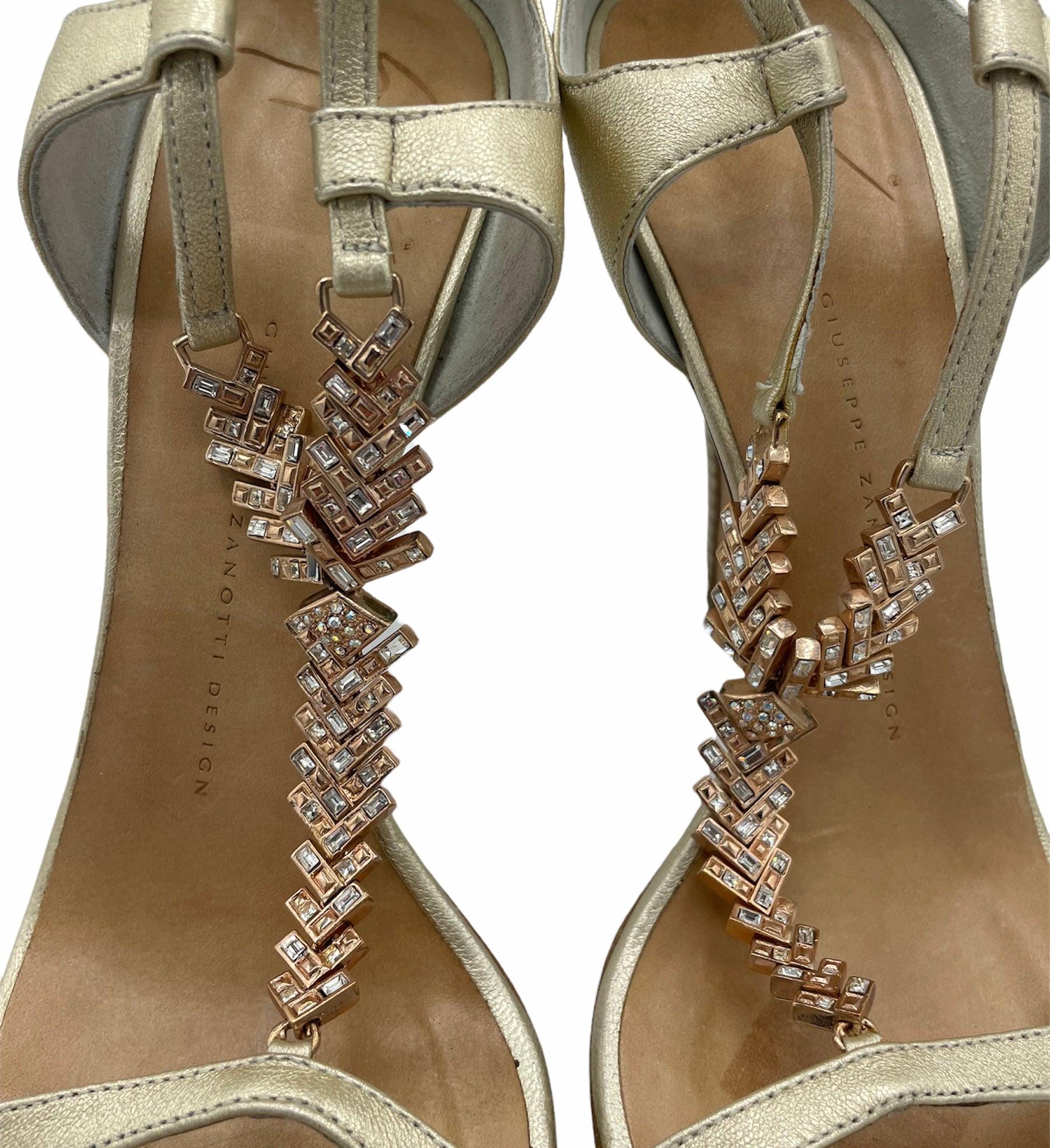 2000s Giuseppi Zanotti Sexy Jeweled Ankle Strap Stilettos, close up